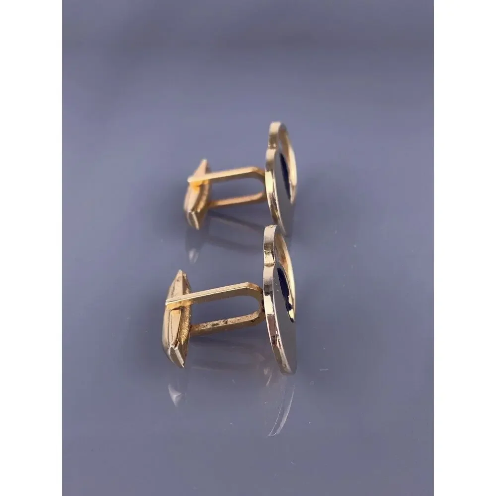 Interlocking Circles Rings Cufflinks Gold Plated Simple Modern Vintage